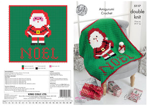 King Cole Double Knit Crochet Pattern - Blanket & Snowman (5117)