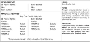 King Cole Crochet Pattern - 3D Flower or Daisy Blankets (4891)