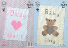Load image into Gallery viewer, King Cole Crochet Pattern - Baby Boy or Girl Comfort Blankets (4890)