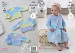 King Cole Double Knitting Pattern - Baby Sweater & Cardigans (4674)