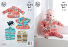 Load image into Gallery viewer, King Cole Double Knitting Pattern - Baby Round or V Neck Jackets &amp; Gilets (4998)
