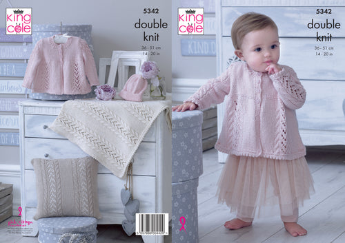 King Cole Double Knitting Pattern - Baby Matinee Jacket & Accessories (5342)