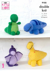 King Cole Double Knitting Pattern - Dinosaurs (9105)
