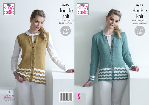 King Cole Double Knitting Pattern - Ladies Cardigan & Waistcoat (5380)