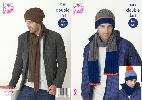 King Cole Double Knitting Pattern - Mens Accessories (5265)