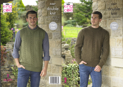 King Cole Double Knitting Pattern - Mens Sweater & Slipover (5367)