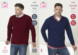 King Cole Double Knitting Pattern - Mens Sweaters (5259)