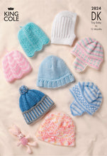 Load image into Gallery viewer, King Cole Double Knitting DK Pattern - 2824 Hats Selection
