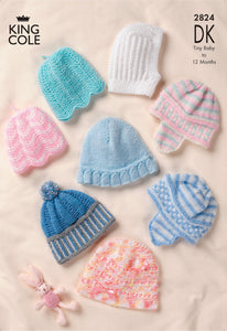 King Cole Double Knitting DK Pattern - 2824 Hats Selection
