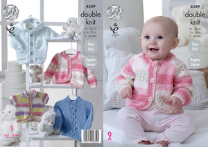 King Cole Double Knitting Baby Pattern - Hoody Cardigans & Sweater (4549)