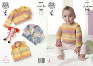 King Cole Double Knitting Pattern - Waistcoat Cardigan & Sweater (4656)