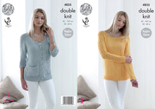 Load image into Gallery viewer, King Cole Double Knitting Pattern - Ladies Lacy Cardigan &amp; Sweater (4835)