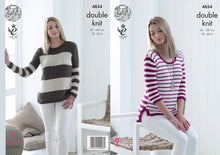 Load image into Gallery viewer, King Cole Double Knitting Pattern - Ladies Striped Sweaters (4834)