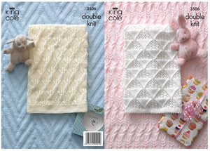 King Cole Double Knitting DK Pattern - Baby Blankets 3506