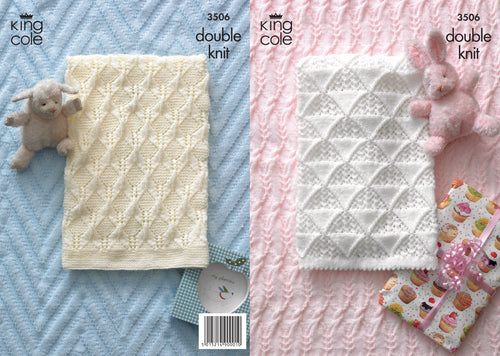King Cole Double Knitting DK Pattern - Baby Blankets 3506