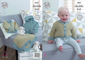 King Cole Double Knitting Pattern - Baby Hooded Jacket Cardigan & Blanket (4967)