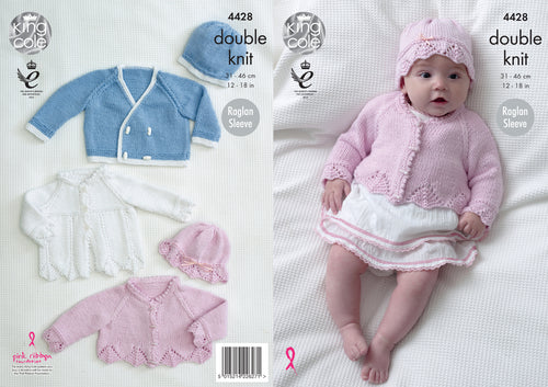 King Cole Double Knitting Pattern - Baby Jackets & Hats (4428)