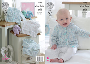 King Cole Double Knitting Pattern - Baby Sweaters & Cardigan (4792)