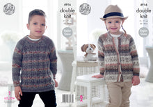 Load image into Gallery viewer, King Cole Double Knitting Pattern - Childrens Sweater &amp; Cardigan (4916)