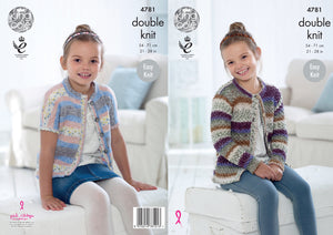King Cole Double Knitting Pattern - Girls Cardigans (4781)