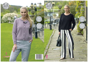 King Cole Double Knitting Pattern - Ladies Cardigan & Sweater (4935)