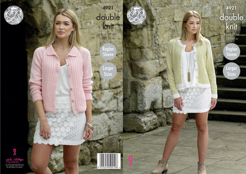 King Cole Double Knitting Pattern - Ladies Cardigans (4921)