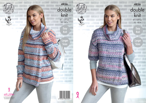 King Cole Double Knitting Pattern - Ladies Cardigans (4856)