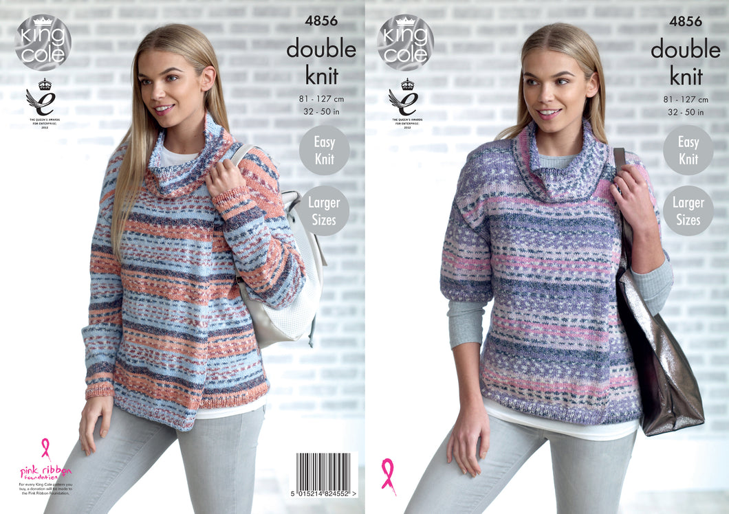 King Cole Double Knitting Pattern - Ladies Cardigans (4856)
