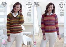 Load image into Gallery viewer, King Cole Double Knitting Pattern - Ladies Round or V Neck Sweater (5004)