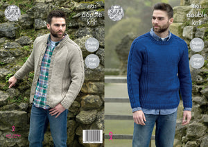 King Cole Double Knitting Pattern - Mens Cardigan & Sweater (4925)