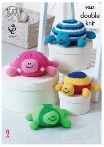 King Cole Double Knitting Pattern - Small or Large Tortoises (9043)
