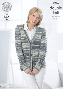 King Cole Double Knitting Pattern - Ladies Cardigan & Waistcoat (4256)