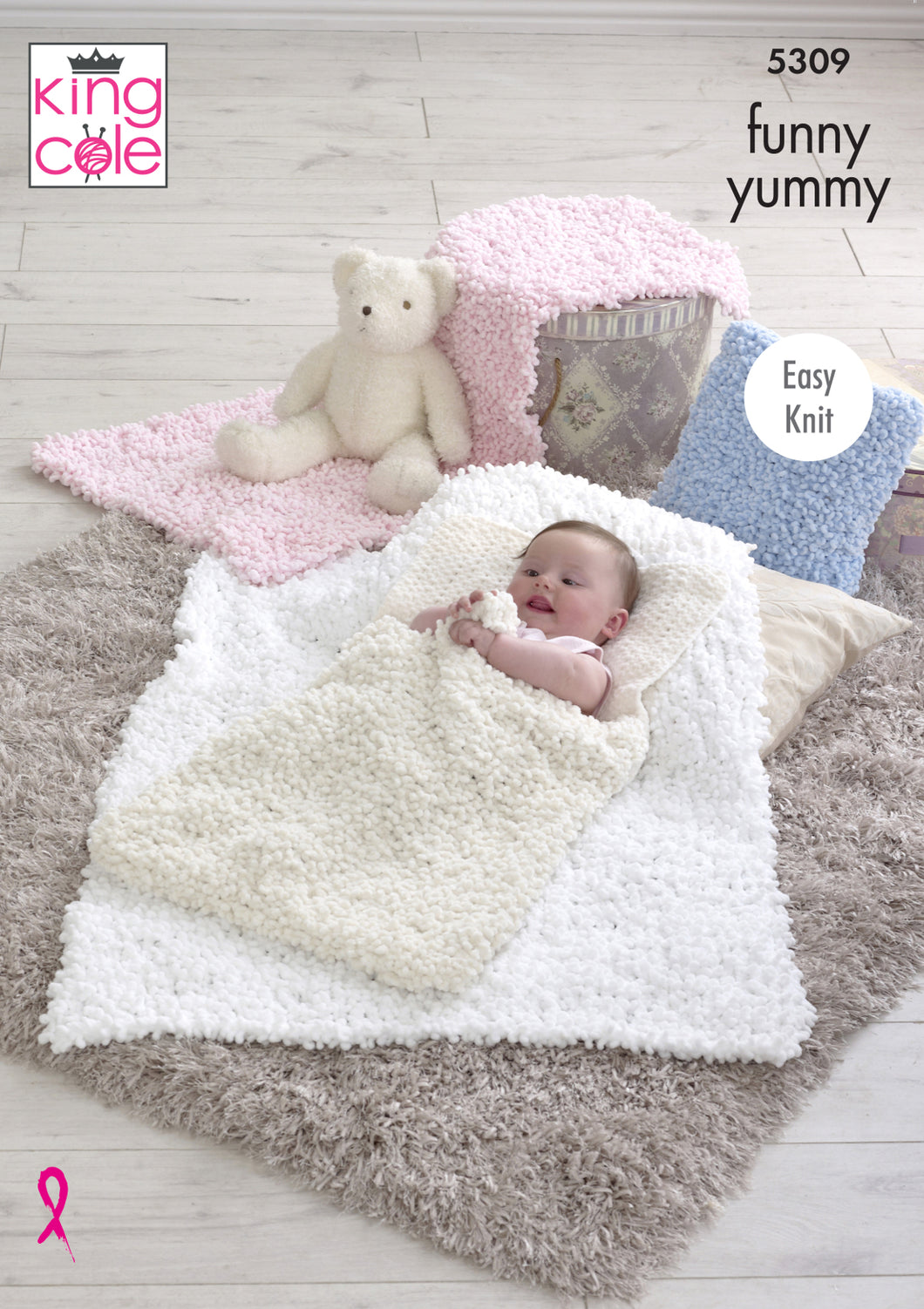 King Cole Funny Yummy Knitting Pattern - Baby Blankets & Sleeping Bag (5309)