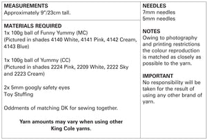 King Cole Funny Yummy Knitting Pattern - Sheep (9108)