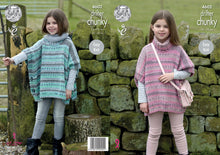 Load image into Gallery viewer, King Cole Chunky Knitting Pattern - Girls Easy Knit Ponchos (4602)
