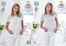 Load image into Gallery viewer, King Cole 4ply Knitting Pattern - Ladies Short or Cap Sleeve Top (4786)