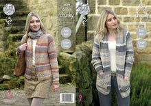 Load image into Gallery viewer, King Cole Chunky Knitting Pattern - Ladies Easy Knit Cardigans (4599)