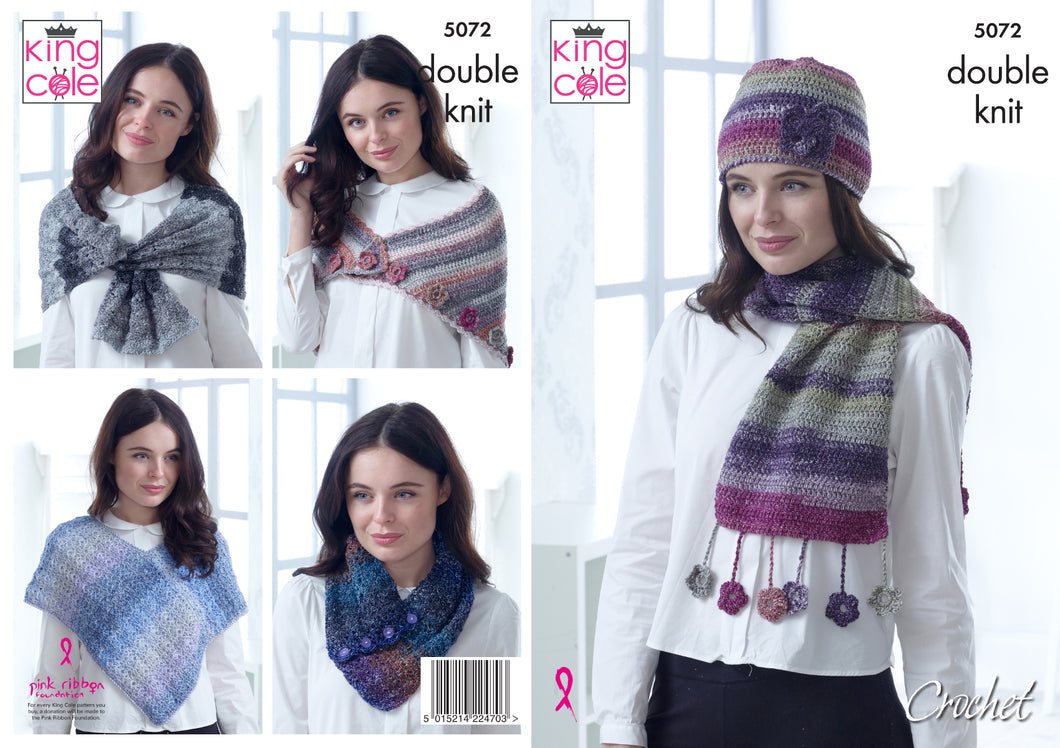 King Cole Double Knit Crochet Pattern - Ladies Accessories (5072)