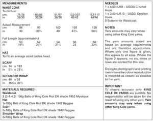 King Cole Double Knit Crochet Pattern - Ladies Waistcoat Hat Scarf & Wrap (4764)