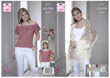 Load image into Gallery viewer, King Cole Double Knit Crochet Pattern - Ladies Wrap &amp; Top (5116)