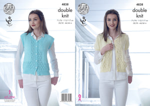 King Cole Double Knitting Pattern - Ladies Lace Panel Tops (4838)