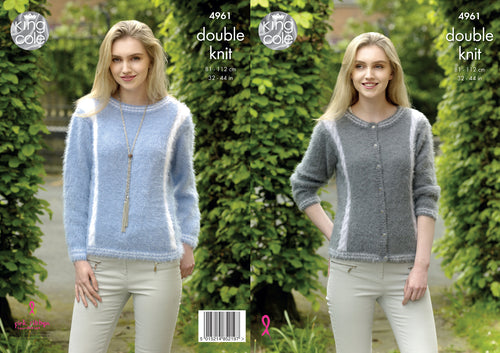 King Cole Double Knitting Pattern - Ladies Cardigan & Sweater (4961)