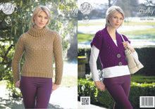 Load image into Gallery viewer, King Cole Magnum Chunky Knitting Pattern - Polo Neck Sweater &amp; Waistcoat (4277)