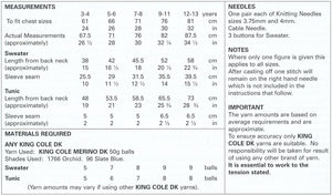 King Cole Double Knit Pattern - Girls & Boys Sweater & Tunic (4374)