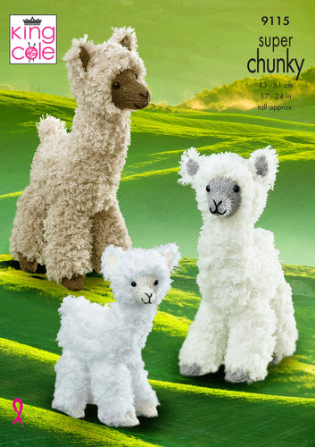 King Cole Super Chunky Knitting Pattern - Alpacas (9115)