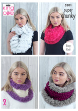 Load image into Gallery viewer, King Cole Tufty Chunky Knitting Pattern - Ladies Cowls (5201)