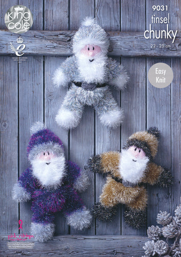 King Cole Tinsel Chunky Knitting Pattern - Santa Toys (9031)