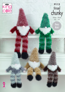 King Cole Tinsel Chunky Knitting Pattern - Gnomes (9113)