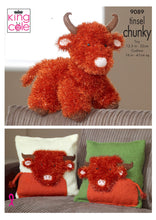 Load image into Gallery viewer, King Cole Tinsel Knitting Pattern - Highland Cow Toy &amp; Cushion Covers (9089)