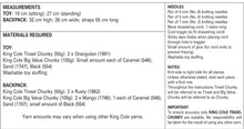 Load image into Gallery viewer, King Cole Chunky Knitting Pattern - Tinsel Orangutan Backpack &amp; Toy (9057)